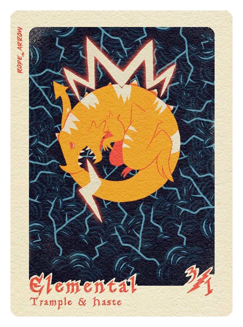 Elemental Token (3/1 - Trample, Haste) by Rope Arrow