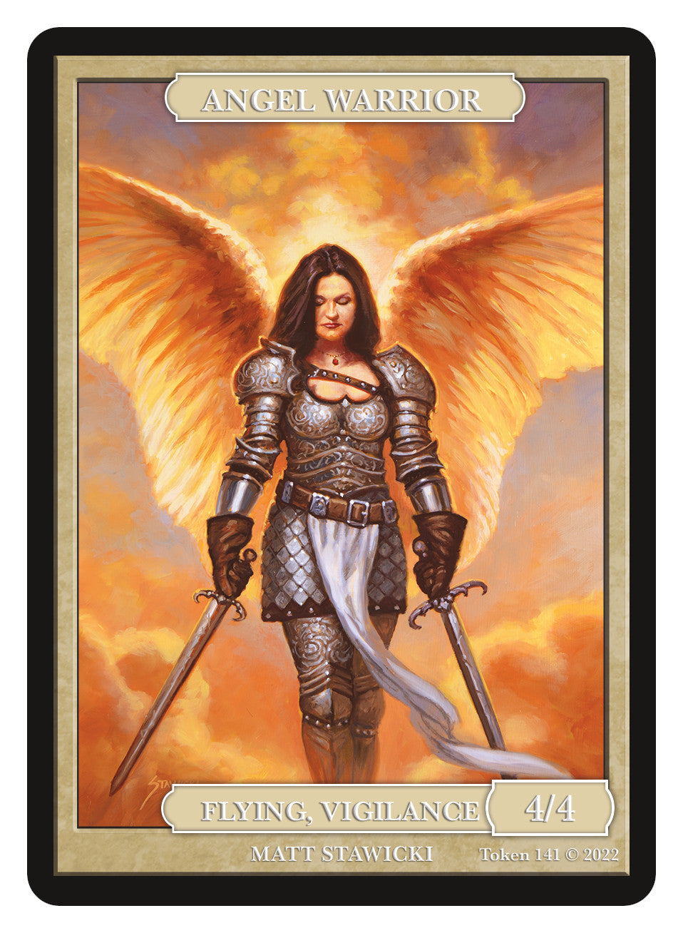 Angel Warrior Token (4/4 - Flying, Vigilance) by Matt Stawicki